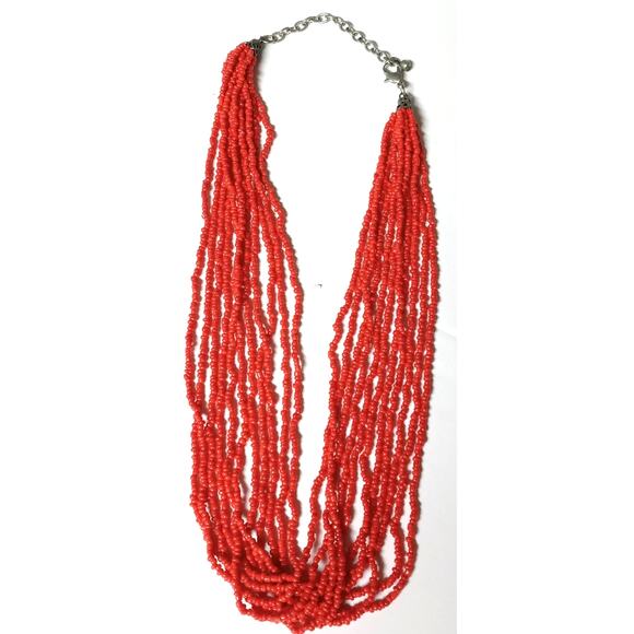 Orange Seed Bead Multistrand Necklace Costume Jewelry Fall Halloween Party - Picture 12 of 14